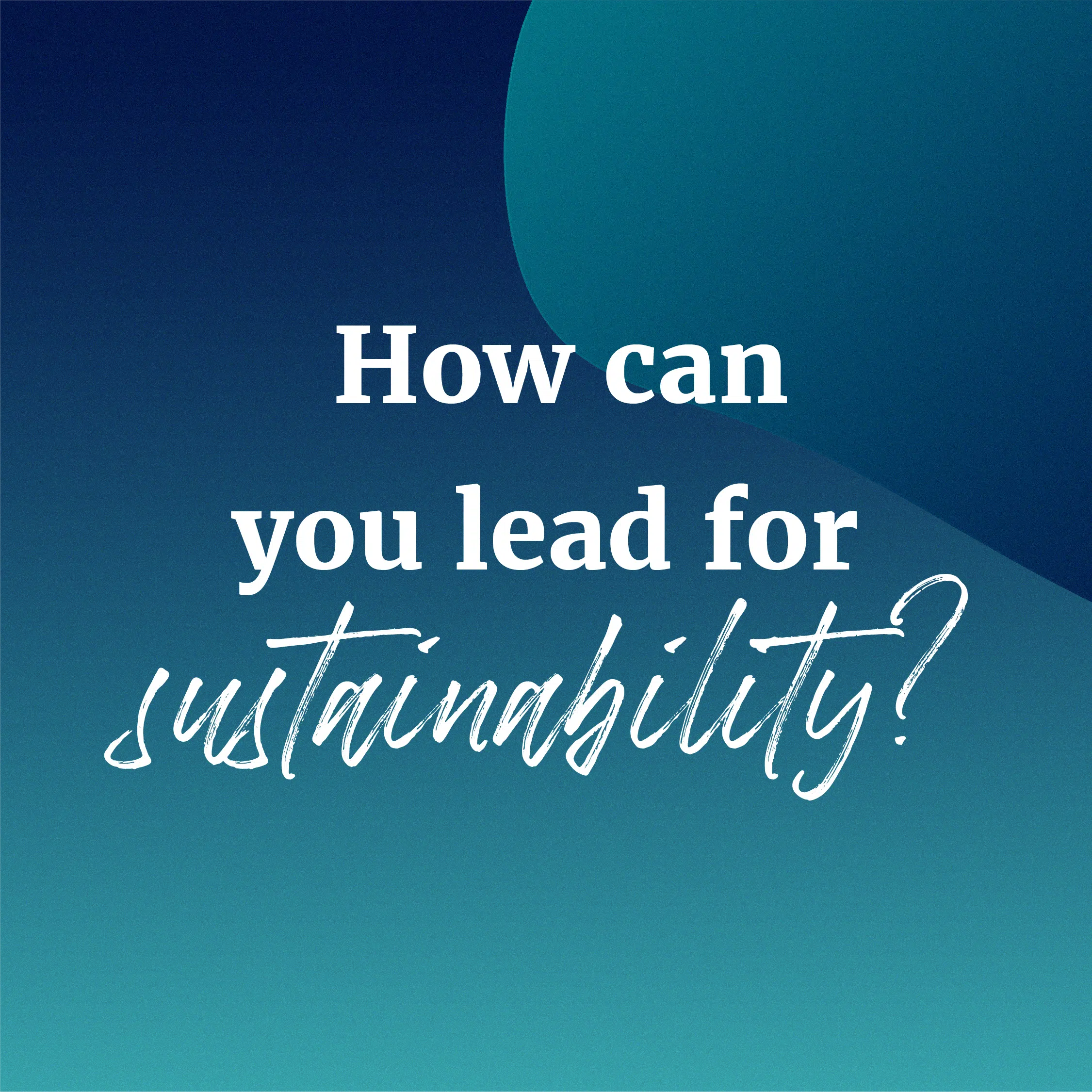The Call to Lead for Sustainability